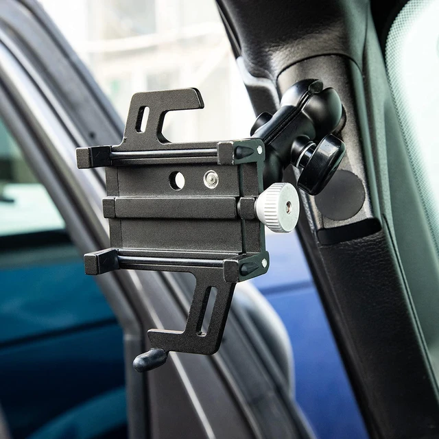 Alt view image 3 of 7 - for JL A Pillar Grab Handle Cell Phone Holder Adjustable Anti-Shake Stabilizer Phone Mount for 2018-2021 Jeep Wrangler JL JLU & Gladiator JT