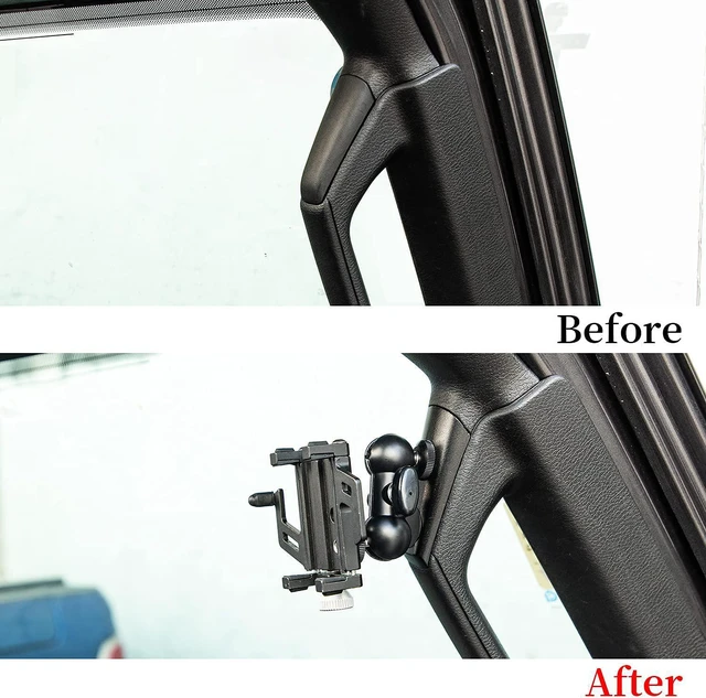 Alt view image 5 of 7 - for JL A Pillar Grab Handle Cell Phone Holder Adjustable Anti-Shake Stabilizer Phone Mount for 2018-2021 Jeep Wrangler JL JLU & Gladiator JT