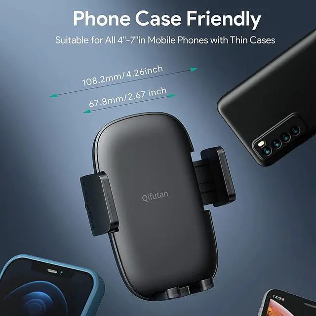 Alt view image 6 of 7 - Cell Phone Holder for Car Phone Mount Long Arm Dashboard Windshield Car Phone Holder Anti-Shake Stabilizer Phone Car Holder Compatible with All Phone Android Smartphone Black