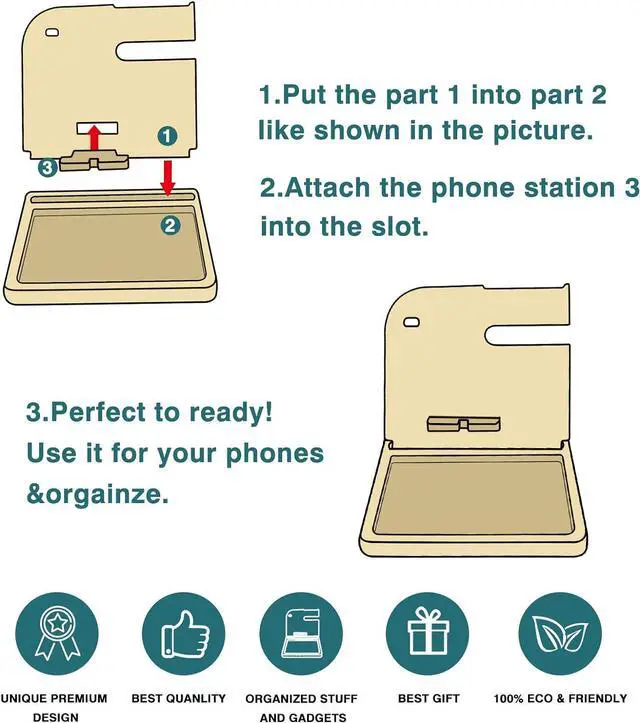 Alt view image 6 of 7 - Bumlon Wood Phone Docking Station and Organizer for Men,Birthday Gift for Dad, for Men, Key Holder, Wallet Watch Stand with Charging Cable,Phone Ring Holder