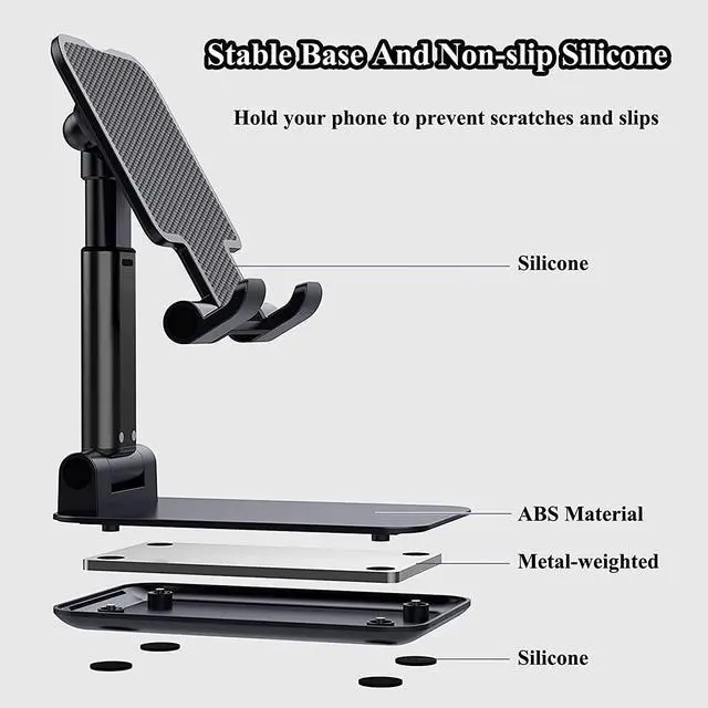 Alt view image 6 of 7 - Meetuo 2 Pcs Cell Phone Stand, Adjustable Angle Height Phone Stand for Desk, Fully Foldable/Portable Phone Holder, Compatible for iPhone 14/13/12/Smartphones, Welcome to consult