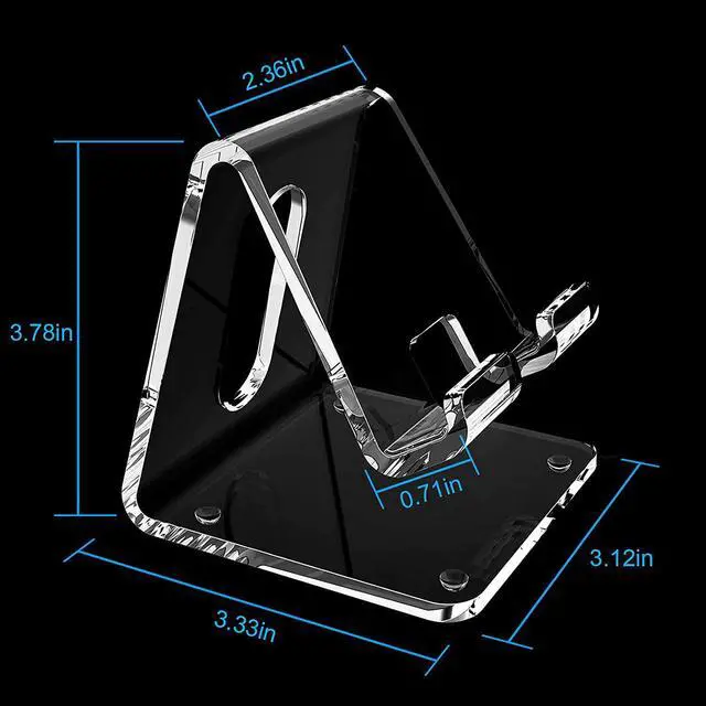 Alt view image 4 of 6 - Crpich Acrylic Cell Phone Stand, Portable Phone Holder, Clear Phone Stand for Desk, Compatible with Phone14 13 12 Pro Max Mini 11 Xr Plus SE, Switch, Android Smartphone, Pad, Tablet, Desk Accessories