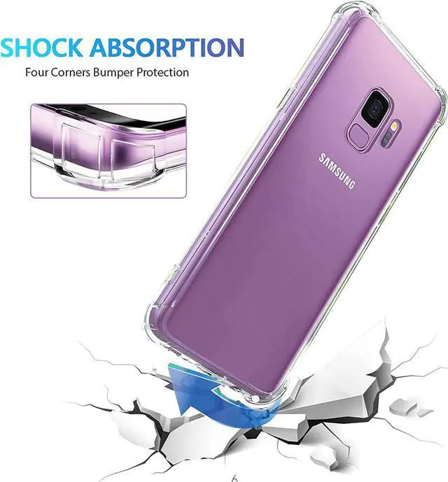 Alt view image 3 of 7 - KIOMY Clear Case for Samsung Galaxy S9, Airbags Corners Shockproof Bumper Protective Cover Hybrid Design Hard PC Back + Flexible TPU Frame