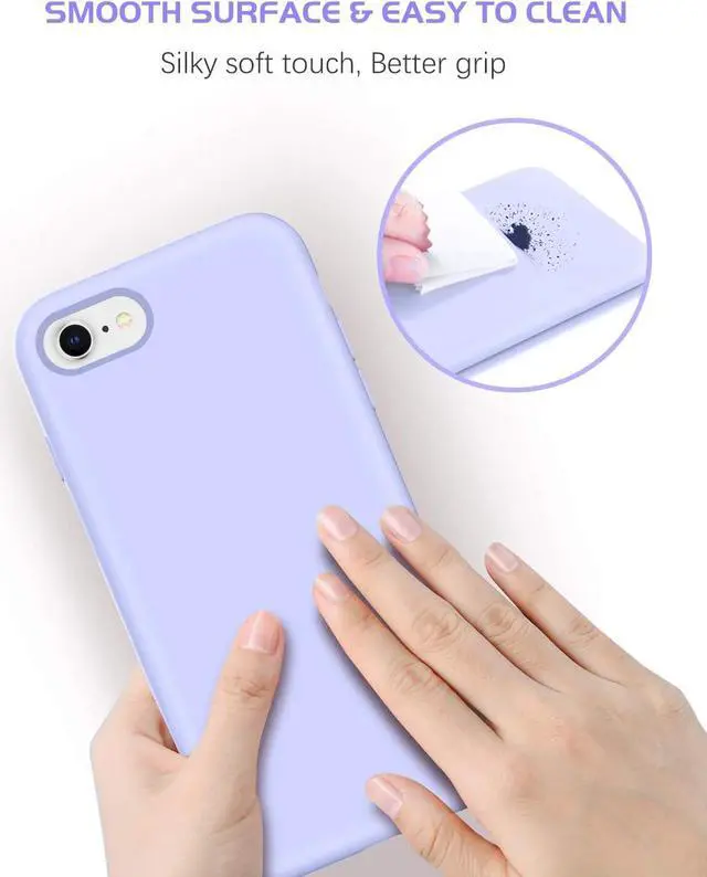 Alt view image 5 of 7 - iPhone SE 2020/2022, 8 & 7 Liquid Silicone Case - Slim Shockproof Protective Cover for Women, Men, Girls - Lavender Purple