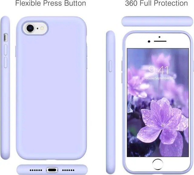 Alt view image 2 of 7 - iPhone SE 2020/2022, 8 & 7 Liquid Silicone Case - Slim Shockproof Protective Cover for Women, Men, Girls - Lavender Purple