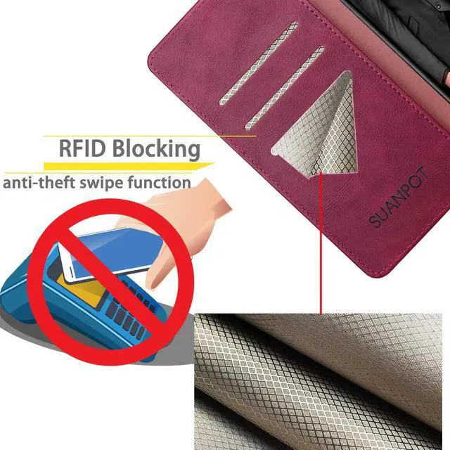 Alt view image 3 of 6 - SUANPOT for Samsung Galaxy Note 9 6.4" with RFID Blocking Leather Wallet case Credit Card Holder, Flip Folio Book Phone case Cover Purse Poket for Women Men for Samsung Note 9 case Wallet Wine Red