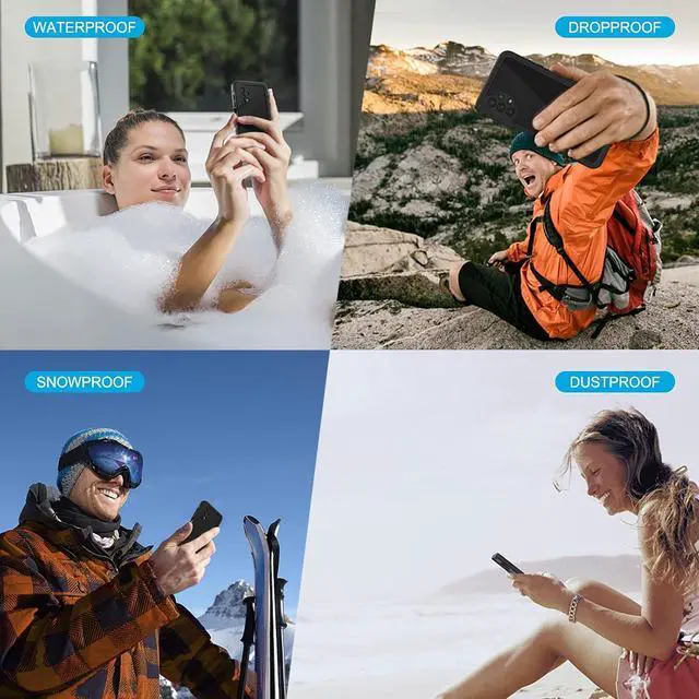 Alt view image 7 of 7 - for  Galaxy A32 5G Phone Case IP68 Waterproof Dustproof Case Built-in Screen Protector Heavy Duty Full Body Protective Phone Case for Galaxy A32 5G Black/Clear