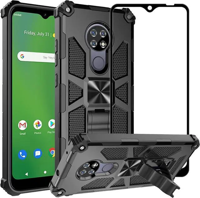 Main image of Ailiber for Cricket Ovation Case, AT&T Radiant Max Phone Case with Screen Protector, for Magnetic Car Mount, Kickstand Holder, Rugged Shockproof Military Grade Cover for Cricket Ovation U705AA-Black