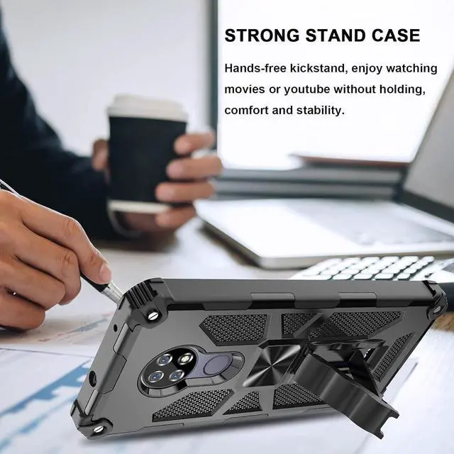 Alt view image 5 of 6 - Ailiber for Cricket Ovation Case, AT&T Radiant Max Phone Case with Screen Protector, for Magnetic Car Mount, Kickstand Holder, Rugged Shockproof Military Grade Cover for Cricket Ovation U705AA-Black