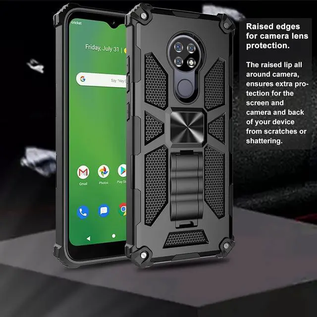 Alt view image 6 of 6 - Ailiber for Cricket Ovation Case, AT&T Radiant Max Phone Case with Screen Protector, for Magnetic Car Mount, Kickstand Holder, Rugged Shockproof Military Grade Cover for Cricket Ovation U705AA-Black