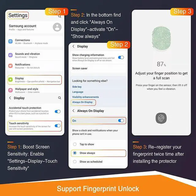 Alt view image 3 of 6 - [3+2 Pack] Screen Protector for Samsung Galaxy S22 Plus/S22+Plus 5G, Tempered Glass Galaxy S22 Plus Screen Protector + 2 Pack Camera Lens Protector -[Fingerprint Unlock][Easy Installation Frame]