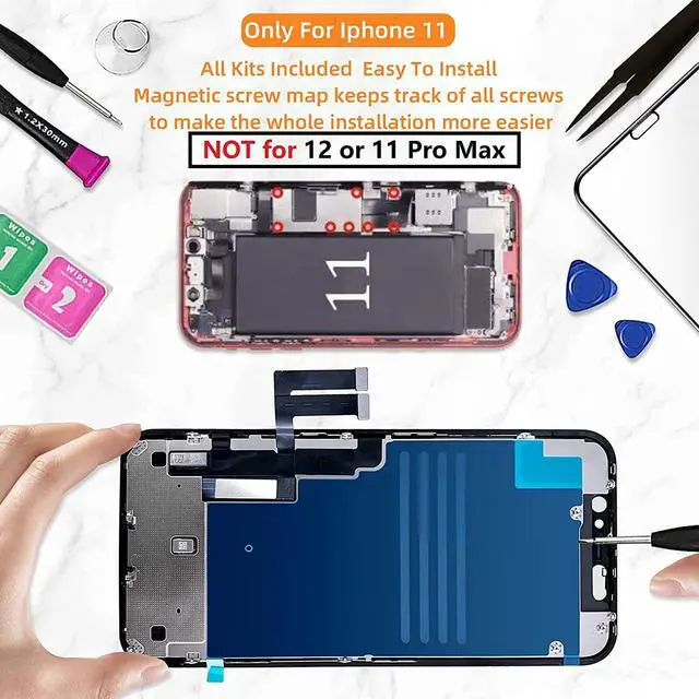 Alt view image 5 of 7 - for iPhone 11 Screen Replacement 6.1 3D Touch Screen LCD Display Digitizer for A2111, A2223, A2221 Cell Phone Repair Kits+ Waterproof Frame Adhesive Sticker+Screen Tempered Protector+Face ID