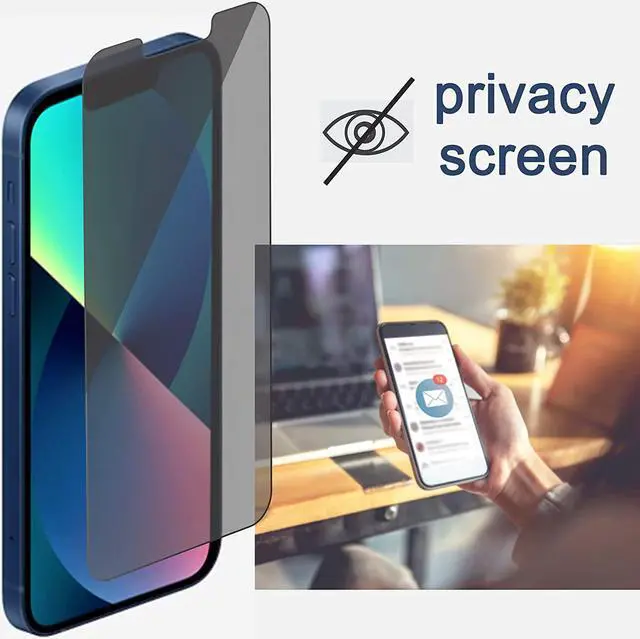 Alt view image 2 of 6 - Ailun Privacy Screen Protector for iPhone 14 / iPhone 13 / iPhone 13 Pro [6.1 Inch] 2 Pack Anti Spy Private Tempered Glass Anti-Scratch Case Friendly [Not for iPhone 13 Pro Max] [2 Pack]