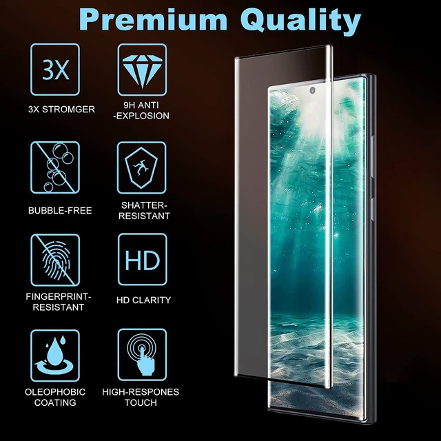 Alt view image 2 of 7 - [2+2 Pack Galaxy S22 Ultra Screen Protector 9H Tempered Glass Ultrasonic Fingerprint Support 3D Curved HD Clear Scratch Resistant for Galaxy S22 Ultra 5G Glass Screen Protector