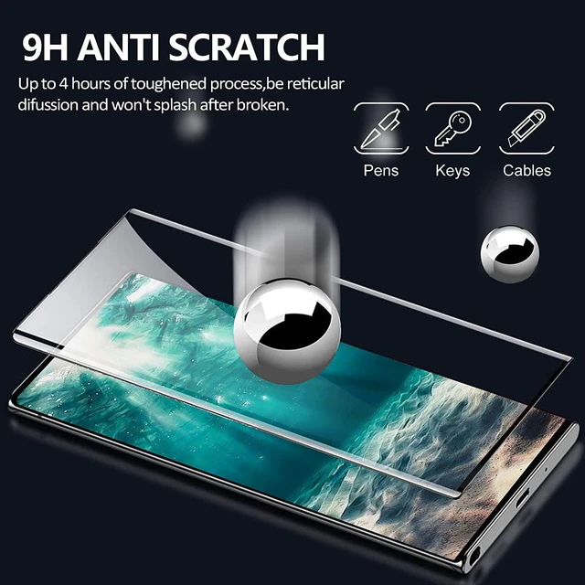 Alt view image 4 of 7 - [2+2 Pack Galaxy S22 Ultra Screen Protector 9H Tempered Glass Ultrasonic Fingerprint Support 3D Curved HD Clear Scratch Resistant for Galaxy S22 Ultra 5G Glass Screen Protector