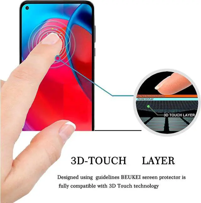 Alt view image 3 of 6 - beukei (4 Pack) Screen Protector Compatible for Motorola Moto G Stylus 5G/ Moto G Stylus (2021) Screen Protector Tempered Glass (6.8" Display, 2021),Touch Sensitive,Case Friendly, 9H Hardness