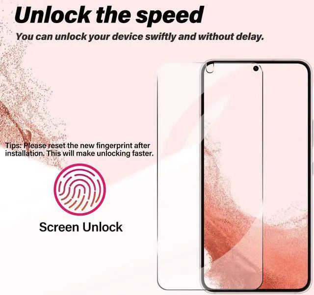 Alt view image 3 of 6 - Galaxy S22 Tempered Glass Screen Protector + Camera Lens Protector [ 2 + 2 Pack ][Case Friendly] [Anti-Scratch] [Ultrasonic Fingerprint Unlock] Clear HD Glass Protective Film for  Galaxy S22