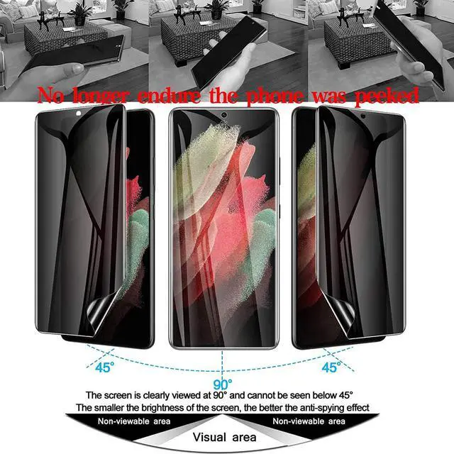 Alt view image 2 of 5 - [2 Pack] Galaxy S21 Ultra Privacy Screen Protector, Anti-Spy Full Adhesive Coverage Film TPU Screen Protector for Samsung Galaxy S21 Ultra, [Ultrasonic Fingerprint Compatible] Easy Installation Frame