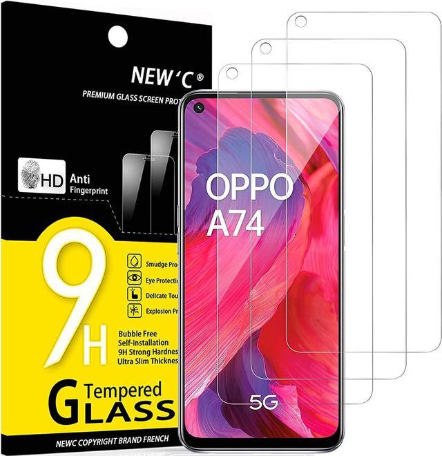 NEW'C Pack of 3, Glass Screen Protector for Oppo A54 5G, Oppo A74