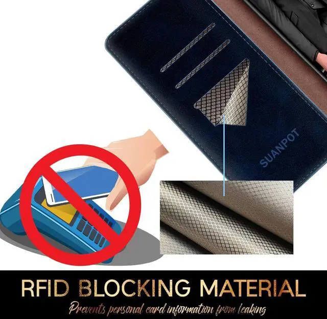 Alt view image 4 of 7 - SUANPOT for Samsung Galaxy S21 Ultra 6.8" with RFID Blocking Leather Wallet case Credit Card Holder,Flip Folio Book Phone case Shockproof Cover Women Men for Samsung S21 Ultra case Wallet Blue