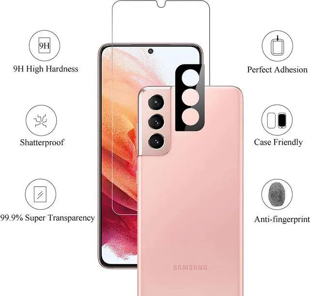 Alt view image 3 of 6 - Ailun Glass Screen Protector for Galaxy S21 5G [6.2 inch] 2Pack + 2Pack Camera Lens Tempered Glass Fingerprint Unlock Compatible 0.33mm Clear Anti-Scratch Case Friendly [Not for Galaxy S21 Plus]