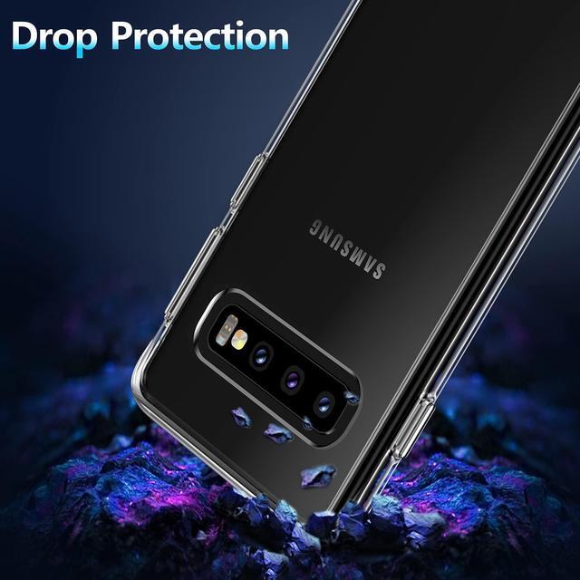 Alt view image 2 of 7 - Rayboen Case for Galaxy S10 Plus, Crystal Clear Designed Shockproof Protection Phone Case, Transparent Hard PC Back Flexible TPU Sleek Light and Durable Cover for Samsung Galaxy S10 Plus