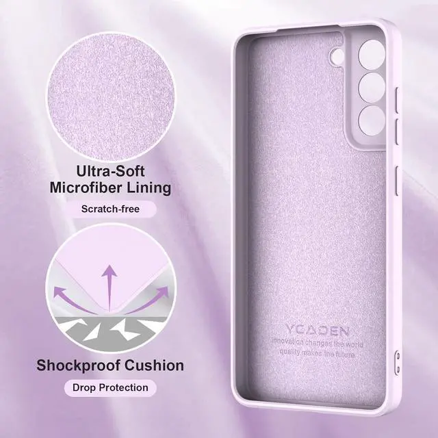 Alt view image 4 of 7 - Compatible with Samsung Galaxy S21 FE 5G Case, Smooth Soft Liquid Silicone Case, Gel Rubber Shockproof Full Body Protective Phone Cover for Samsung S21 FE (Lavender Purple)