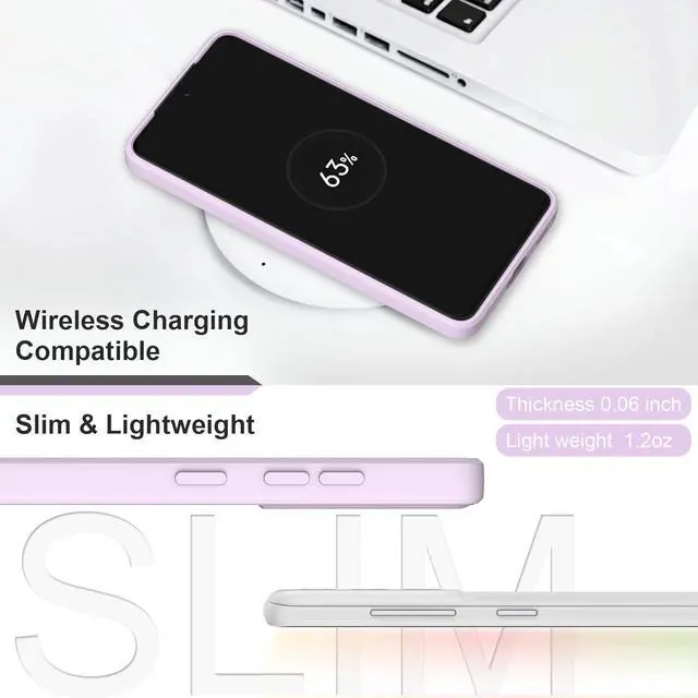 Alt view image 6 of 7 - Compatible with Samsung Galaxy S21 FE 5G Case, Smooth Soft Liquid Silicone Case, Gel Rubber Shockproof Full Body Protective Phone Cover for Samsung S21 FE (Lavender Purple)