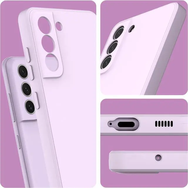 Alt view image 7 of 7 - Compatible with Samsung Galaxy S21 FE 5G Case, Smooth Soft Liquid Silicone Case, Gel Rubber Shockproof Full Body Protective Phone Cover for Samsung S21 FE (Lavender Purple)