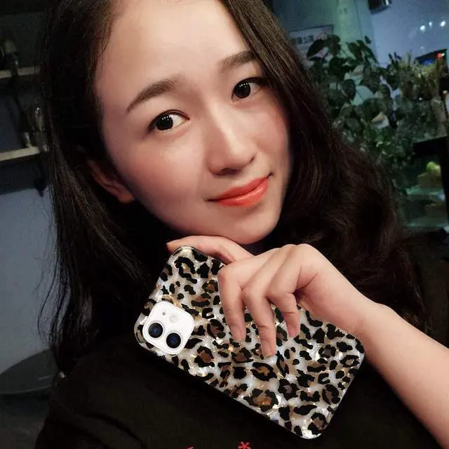 Alt view image 5 of 7 - J.west Case Compatible with iPhone 12/12 Pro 6.1-inch, Luxury Sparkle Translucent Clear Leopard Cheetah Print Pearly Design Soft Silicone Slim TPU Protective Phone Case Cover for Girls Women (Bling)