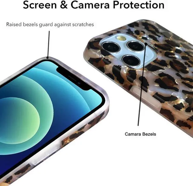 Alt view image 4 of 7 - J.west Case Compatible with iPhone 12/12 Pro 6.1-inch, Luxury Sparkle Translucent Clear Leopard Cheetah Print Pearly Design Soft Silicone Slim TPU Protective Phone Case Cover for Girls Women (Bling)