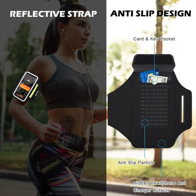 Alt view image 7 of 7 - GUZACK Running Armband for iPhone 18 Pro Max 17 16 15 14 13 Galaxy S26/S25/S24/S23 with Card Slot & Key Pockets Sports Arm Bands Cell Phone Holder Fit Up to 6.9 Inches Phone
