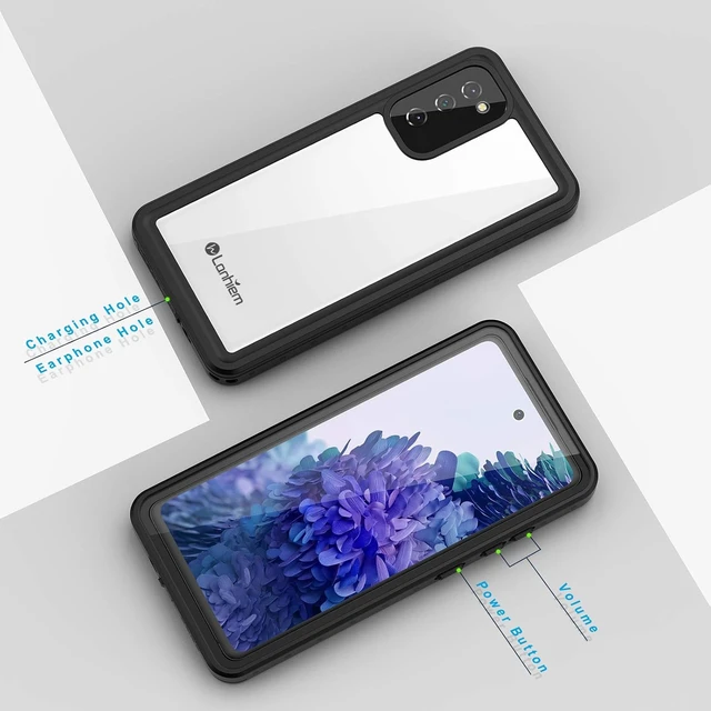 Alt view image 6 of 7 - for Galaxy S20 FE Case IP68 Waterproof Dustproof with Built-in Screen Protector Heavy Duty Full Body Protective Phone Case for Galaxy S20 FE 5G Black/Clear