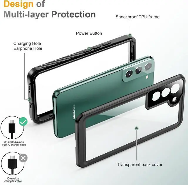 Alt view image 4 of 6 - for Samsung Galaxy S22 Case,Waterproof Samsung S22 Case with Built-in Screen Protector Shockproof Dustproof Heavy Duty Full Body Protective Case for Samsung Galaxy S22 5G 6.1'',Black