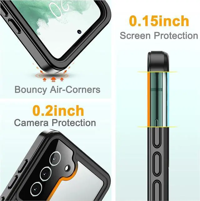 Alt view image 5 of 6 - for Samsung Galaxy S22 Case,Waterproof Samsung S22 Case with Built-in Screen Protector Shockproof Dustproof Heavy Duty Full Body Protective Case for Samsung Galaxy S22 5G 6.1'',Black