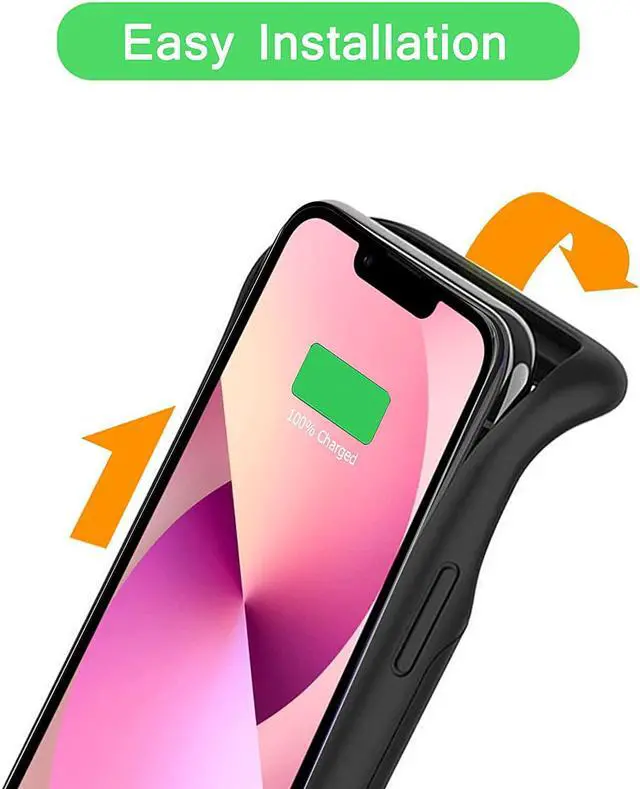 Alt view image 3 of 7 - Battery Case iPhone 13 Mini, 6500mAh Slim Portable Rechargeable Protective Battery Pack Cover Power Bank Charging Case Compatible with iPhone 13 Mini (5.4 inch) Extended Battery Charger Case (Black)