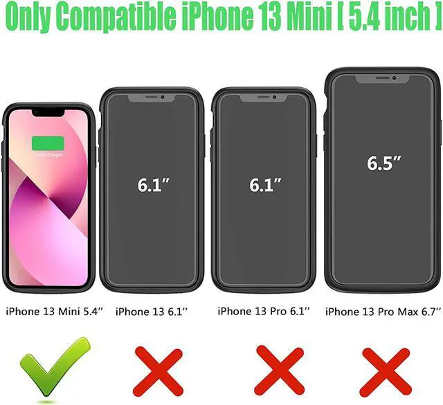 Alt view image 2 of 7 - Battery Case iPhone 13 Mini, 6500mAh Slim Portable Rechargeable Protective Battery Pack Cover Power Bank Charging Case Compatible with iPhone 13 Mini (5.4 inch) Extended Battery Charger Case (Black)