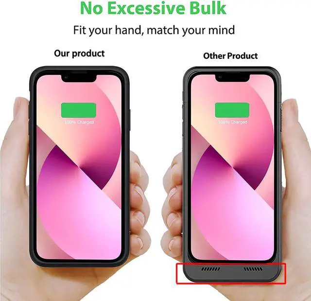 Alt view image 4 of 7 - Battery Case iPhone 13 Mini, 6500mAh Slim Portable Rechargeable Protective Battery Pack Cover Power Bank Charging Case Compatible with iPhone 13 Mini (5.4 inch) Extended Battery Charger Case (Black)