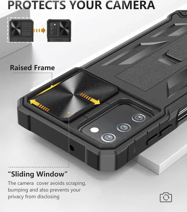 Alt view image 2 of 7 - for Samsung Galaxy A03s Protective Case: Military Grade Drop Proof Full Protection Mobile Phone Cover with Kickstand | Rugged Shockproof TPU Matte Textured Tough Bumper Shell