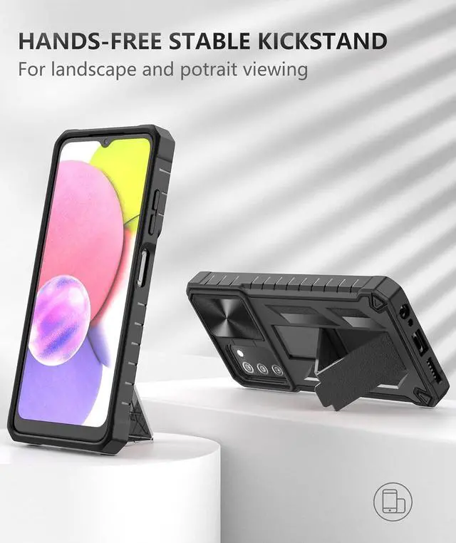 Alt view image 3 of 7 - for Samsung Galaxy A03s Protective Case: Military Grade Drop Proof Full Protection Mobile Phone Cover with Kickstand | Rugged Shockproof TPU Matte Textured Tough Bumper Shell