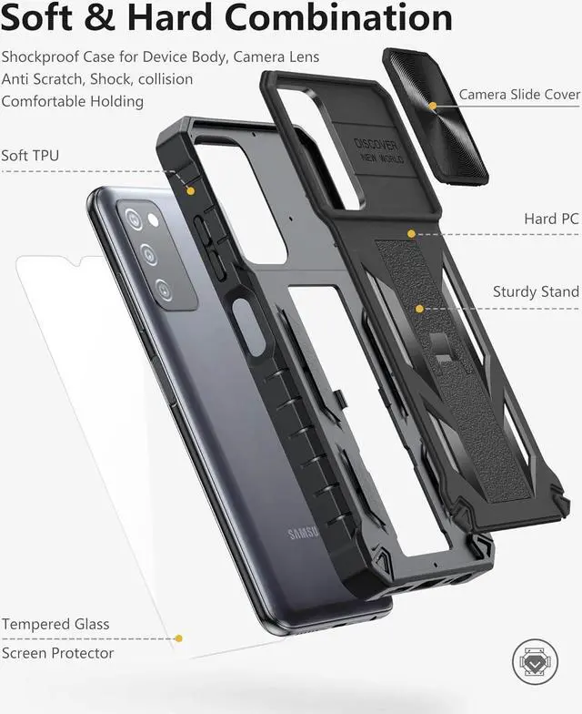 Alt view image 5 of 7 - for Samsung Galaxy A03s Protective Case: Military Grade Drop Proof Full Protection Mobile Phone Cover with Kickstand | Rugged Shockproof TPU Matte Textured Tough Bumper Shell
