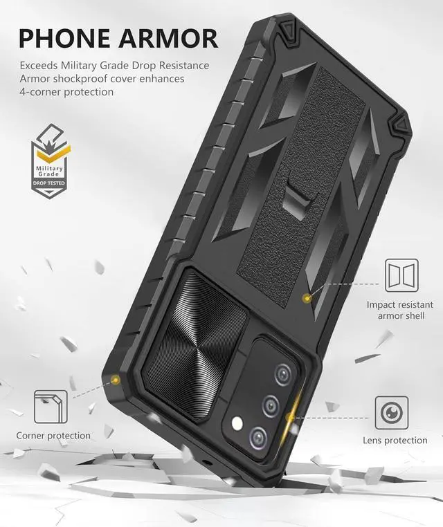 Alt view image 4 of 7 - for Samsung Galaxy A03s Protective Case: Military Grade Drop Proof Full Protection Mobile Phone Cover with Kickstand | Rugged Shockproof TPU Matte Textured Tough Bumper Shell