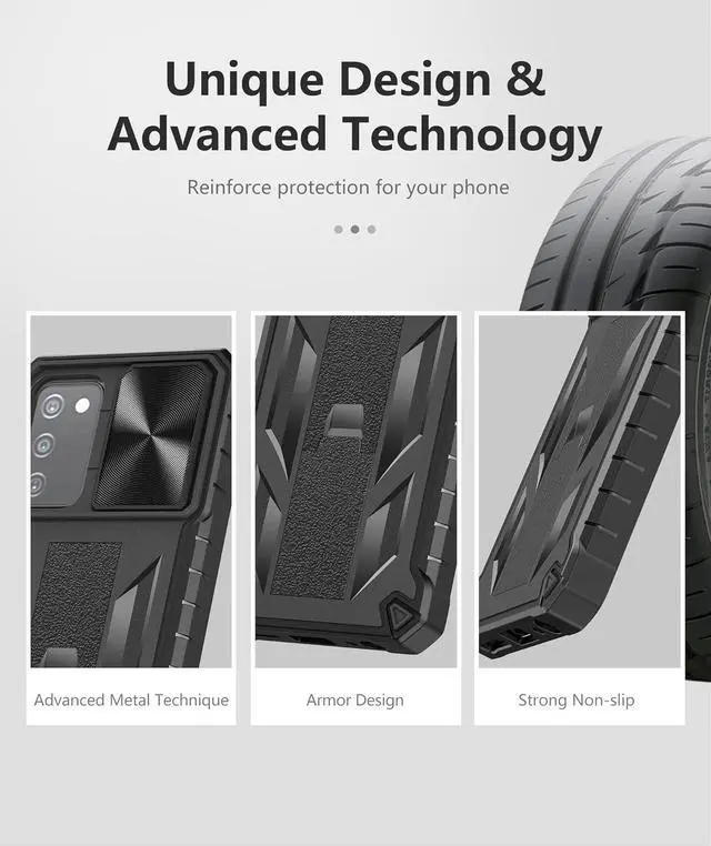 Alt view image 6 of 7 - for Samsung Galaxy A03s Protective Case: Military Grade Drop Proof Full Protection Mobile Phone Cover with Kickstand | Rugged Shockproof TPU Matte Textured Tough Bumper Shell