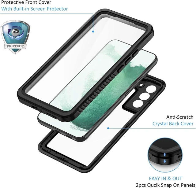 Alt view image 4 of 6 - for Galaxy S22+ Plus Case IP68 Waterproof Dustproof Case with Built-in Screen Protector Heavy Duty Full Body Protective Phone Case for S22 Plus 5G Black/Clear