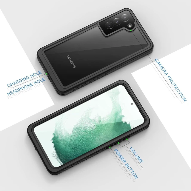 Alt view image 6 of 6 - for Galaxy S22+ Plus Case IP68 Waterproof Dustproof Case with Built-in Screen Protector Heavy Duty Full Body Protective Phone Case for S22 Plus 5G Black/Clear