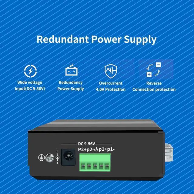 Alt view image 6 of 7 - 4-Port Hardened Industrial Gigabit 2+ Managed DIN-Rail Switch, 4x10/100/1000 Base-TX +2x1000Base-FX SFP 6X, Network Ethernet Gigabit Not with PoE+ Switch