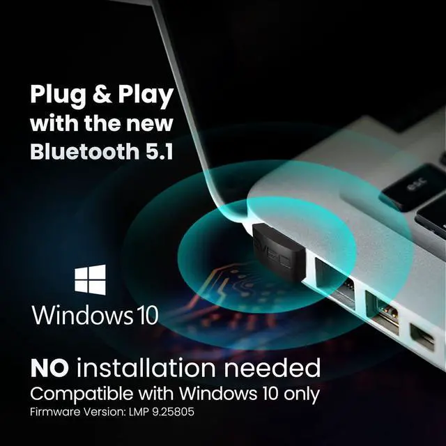 Alt view image 2 of 7 - USB Bluetooth Adapter for PC 5.1 - Bluetooth Dongle 5.1 USB Bluetooth Dongle for PC - Windows 11/10 Plug and Play. for Computer Desktop, Laptop, Mouse, Keyboard, Printers, Headsets, Speakers.