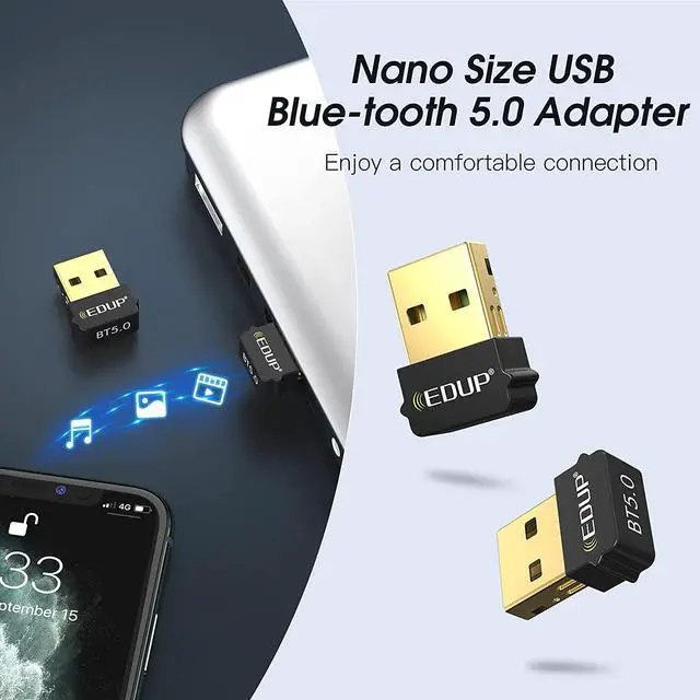 Alt view image 2 of 5 - Mini USB Bluetooth 5.0 Adapter for PC,USB2.0 Bluetooth EDR Dongle for Desktop PC Laptop Compatible with Windows 10 /8.1 /8 /7 ( Need Installed Driver )