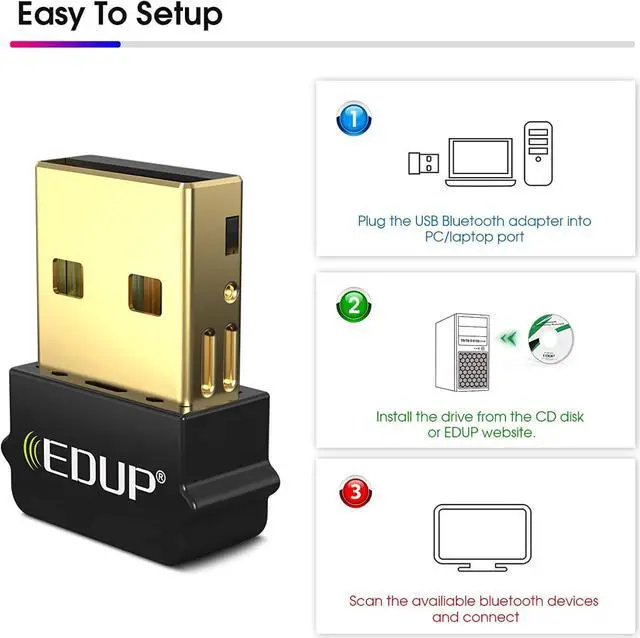 Alt view image 4 of 5 - Mini USB Bluetooth 5.0 Adapter for PC,USB2.0 Bluetooth EDR Dongle for Desktop PC Laptop Compatible with Windows 10 /8.1 /8 /7 ( Need Installed Driver )