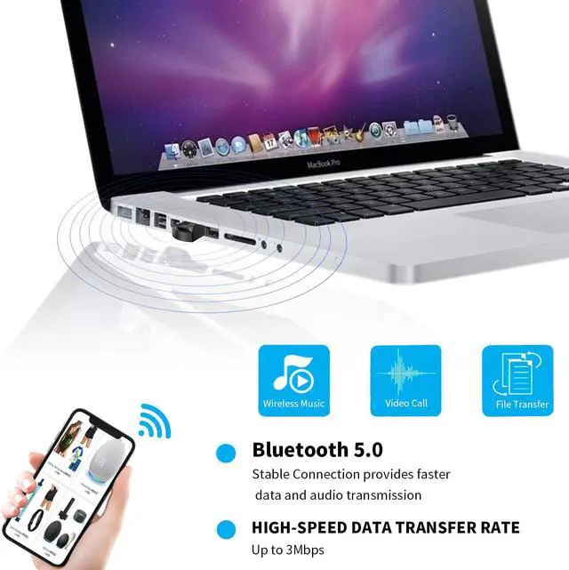 Alt view image 7 of 7 - Bluetooth Adapter for PC 5.0 Bluetooth Adapter for Win 11/10/8.1/8/7  Bluetooth Dongle with Ultra-Range Mini-Sized Dual-Mode Bluetooth Dongle for PC
